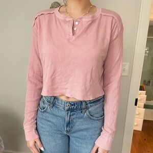 Dusty Rose Waffle Cropped Long Sleeve size XL